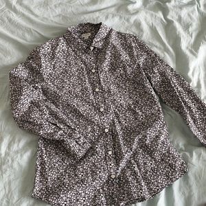 Black and white floral button down